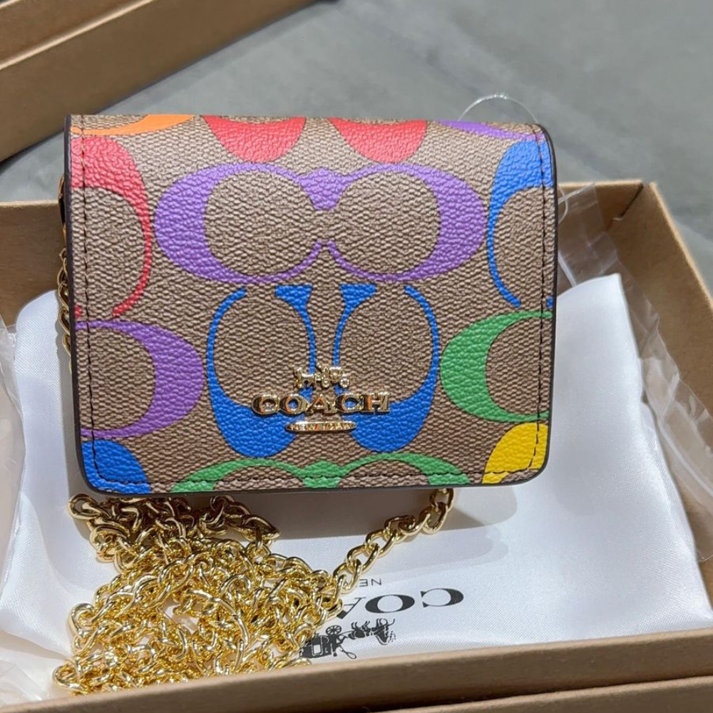 Luxury Colorful Mini Wallet for Women – Designer Card Holder Chain Purse