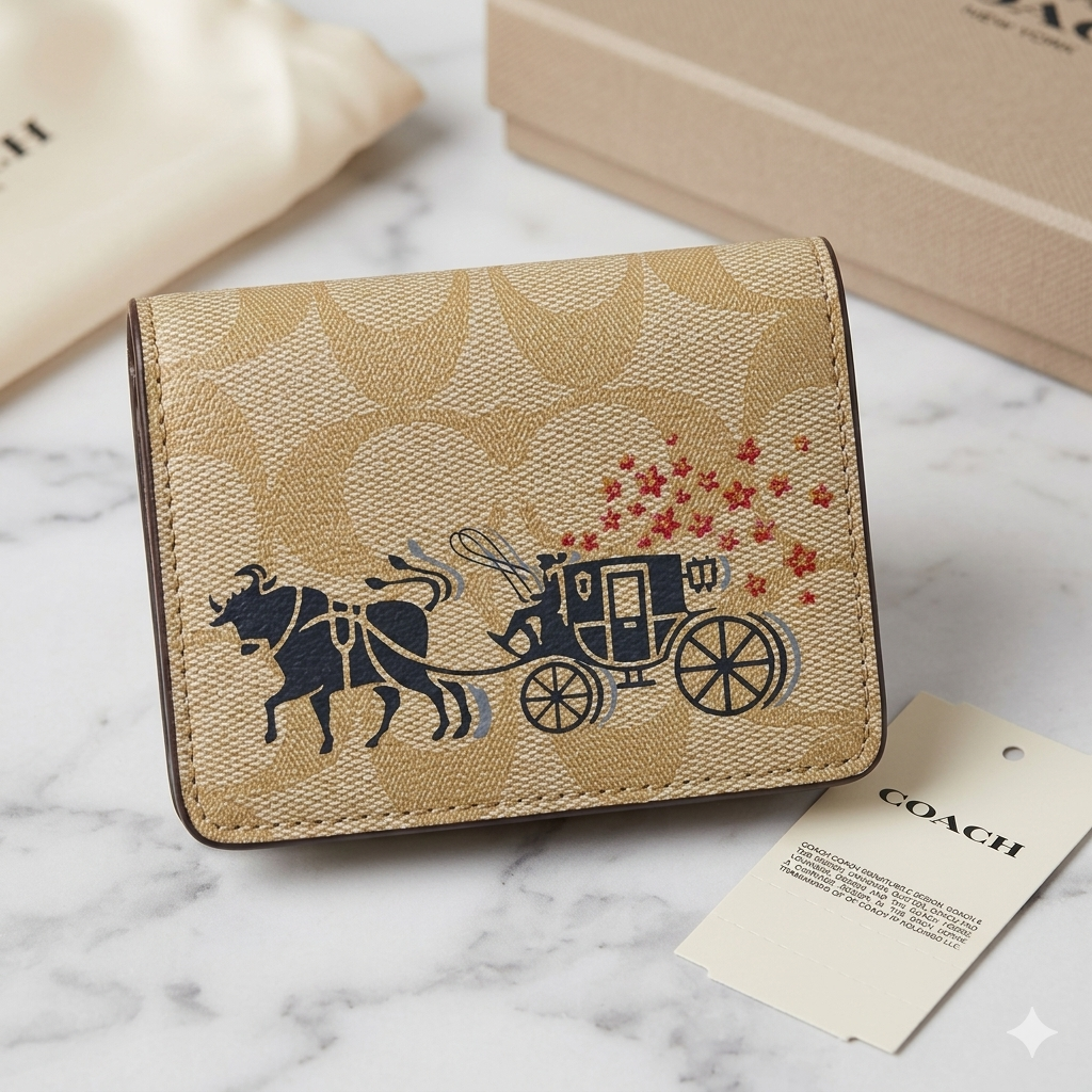 Luxury Vintage Carriage Designer Wallet – Premium Compact Wallet for Women