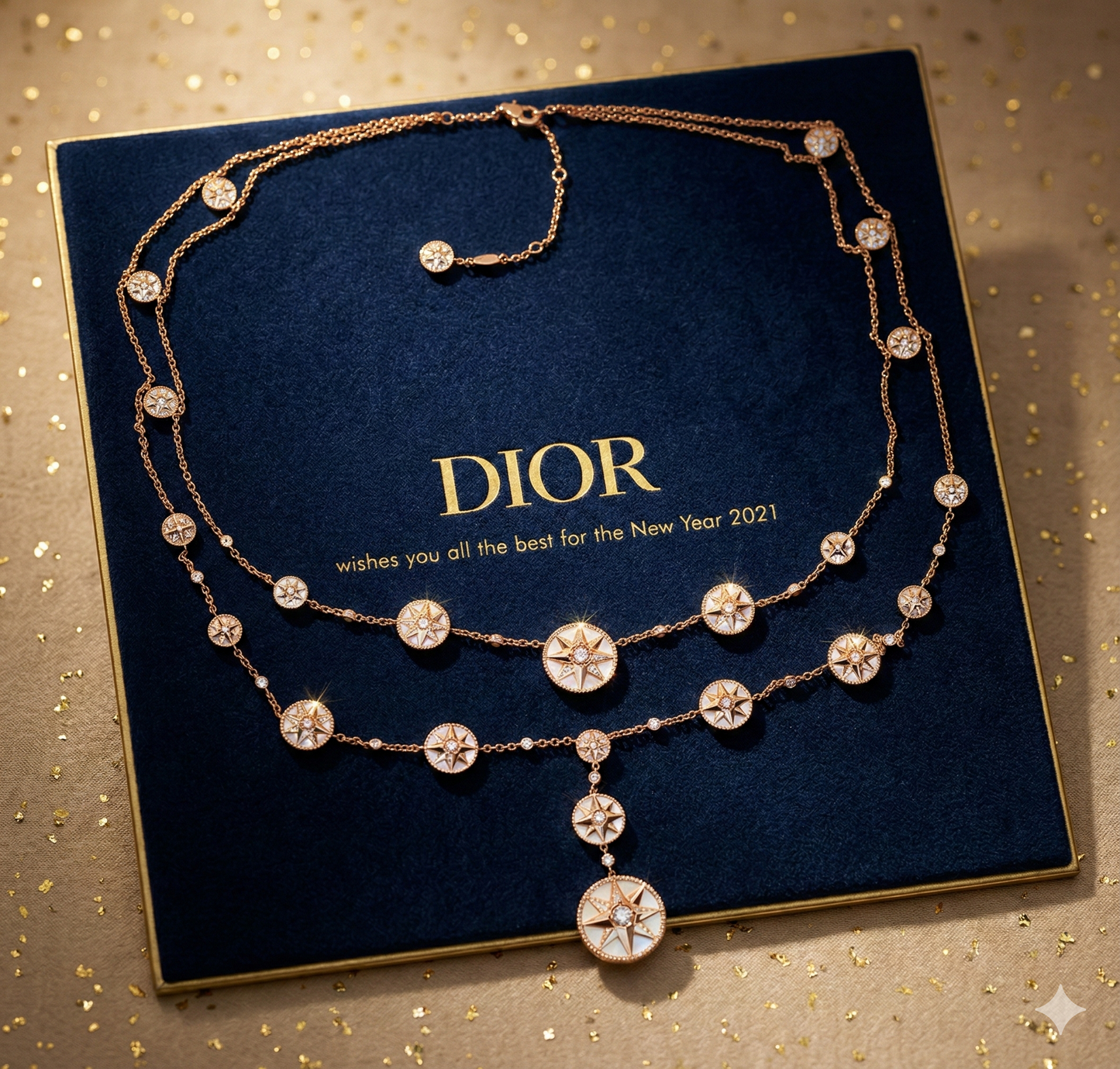 Luxury Rose Gold Star Charm Layered Necklace for Women – Elegant Designer Inspired Statement Jewelry