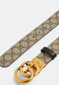 Ultra Luxury Designer Leather Belt for Men – Signature Monogram Canvas with Gold Double Ring Buckle | Premium Fashion Belt