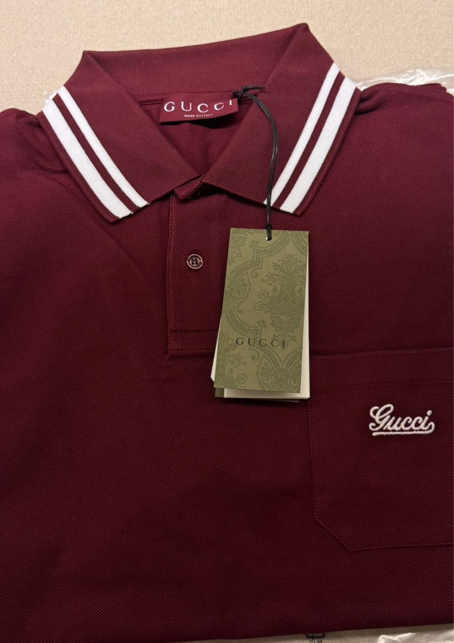 Men’s Burgundy Luxury Polo Shirt – Premium Cotton Striped Collar Designer Polo