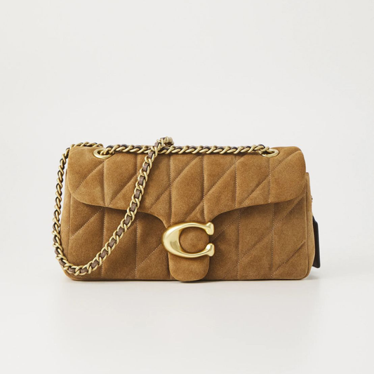 Luxury Suede Quilted Chain Strap Shoulder Bag – Brown Designer Handbag for Women