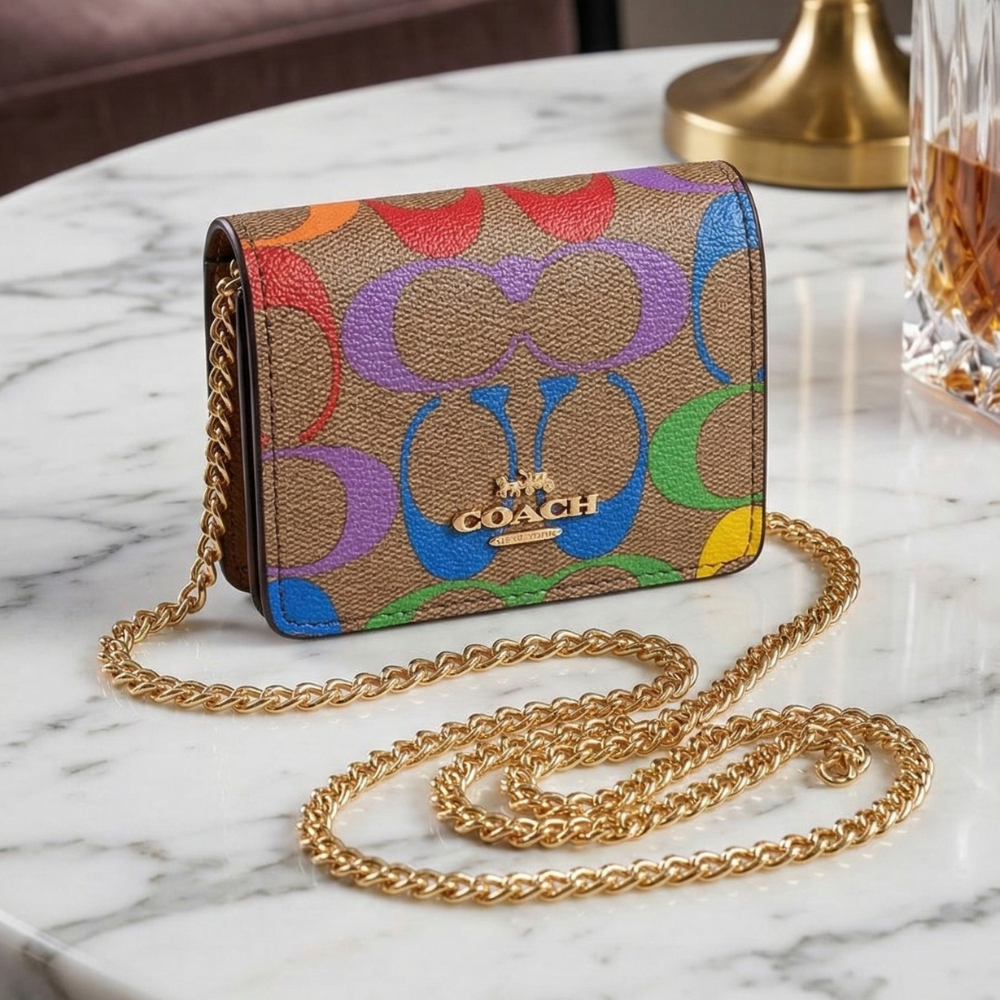 Luxury Colorful Mini Wallet for Women – Designer Card Holder Chain Purse