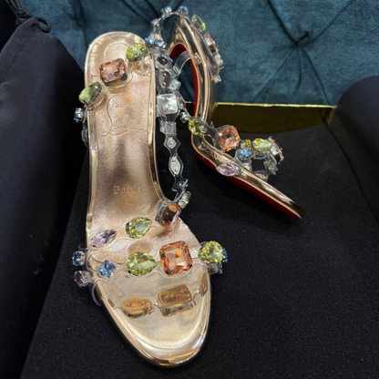 Luxury Crystal Gold Heels for Women