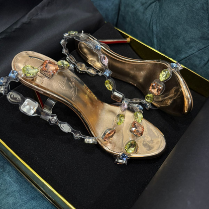 Luxury Crystal Gold Heels for Women