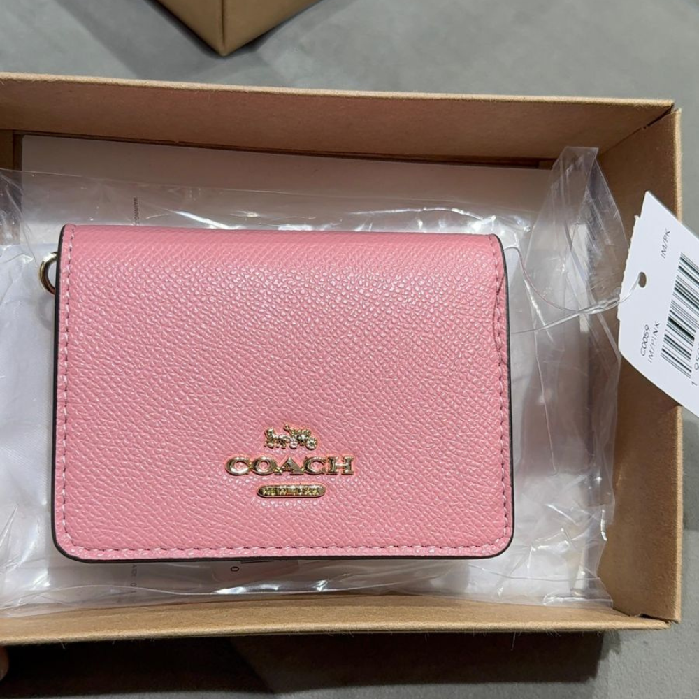 Pink mini wallet with chain for women luxury small purse