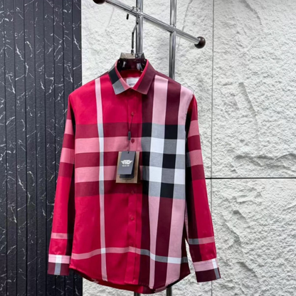 Luxury Red Checkered Designer Shirt for Men | Premium Plaid Slim Fit Shirt
