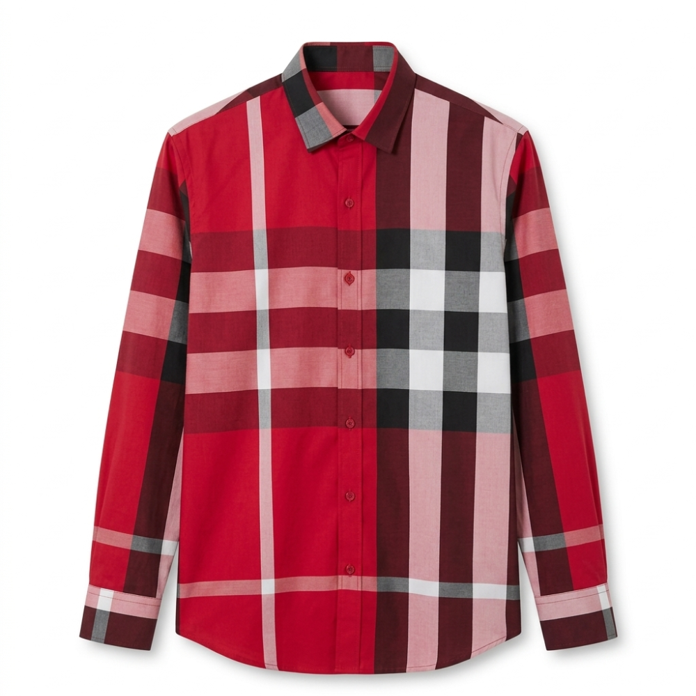 Luxury Red Checkered Designer Shirt for Men | Premium Plaid Slim Fit Shirt