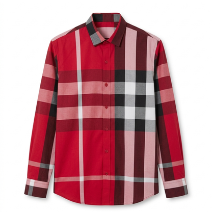 Luxury Red Checkered Designer Shirt for Men | Premium Plaid Slim Fit Shirt