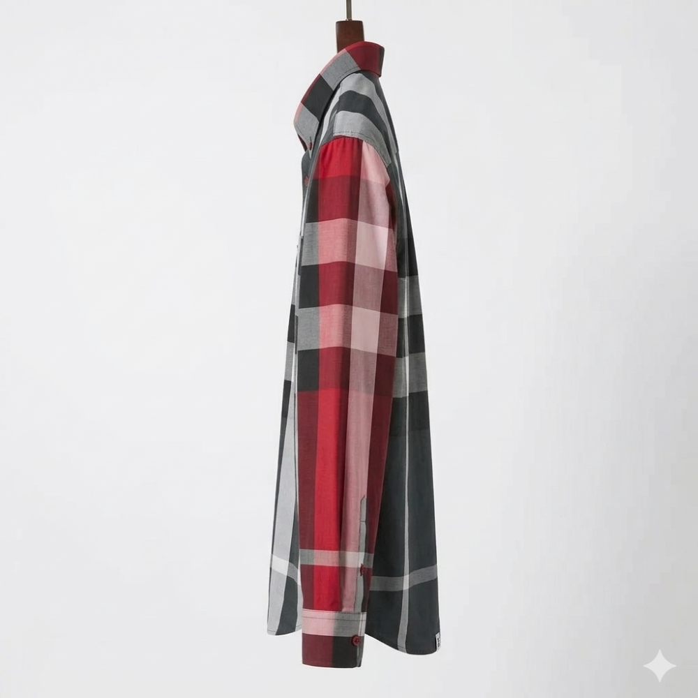 Luxury Red Checkered Designer Shirt for Men | Premium Plaid Slim Fit Shirt