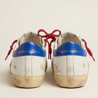Premium Star Sneakers with Red Lace & Blue Accent | Luxury Casual Shoes
