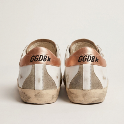 White & Brown Distressed Star Sneakers | Casual Suede Leather Shoes for Men & Women