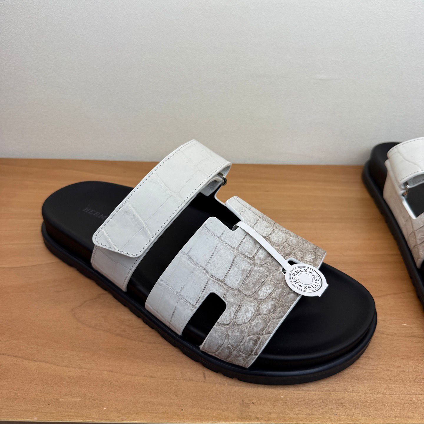 Premium Crocodile Skin H-Style Sandals for Men – Exotic Leather Luxury Footwear