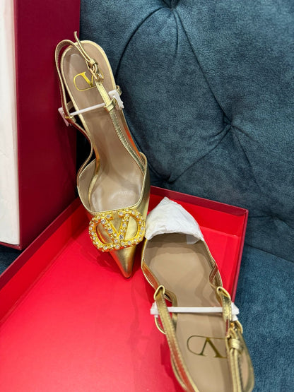 Luxury Gold Heels for Women | Elegant Pointed Toe Party Sandals